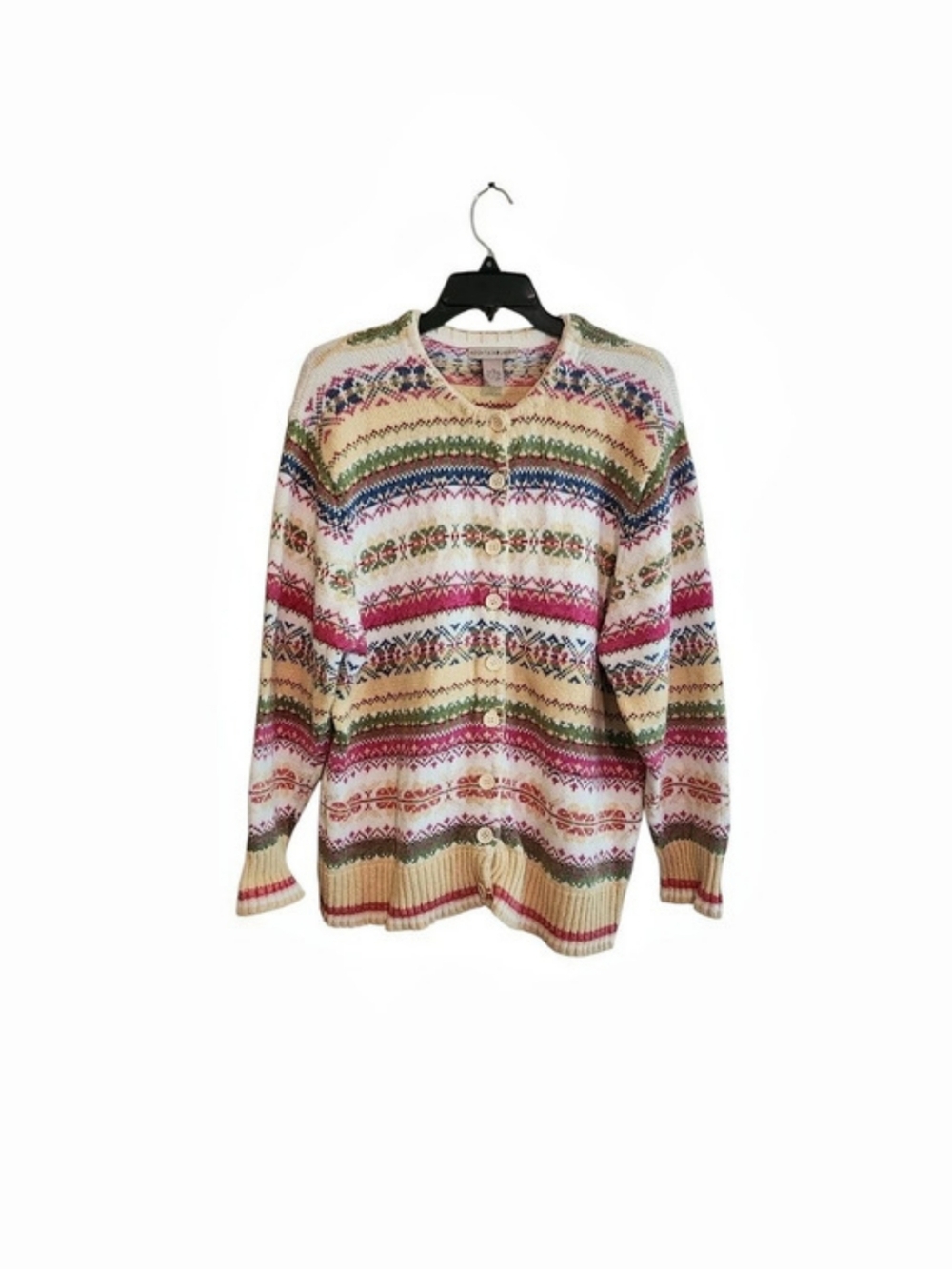 Mountain Lake 90s Fair Isle Crewneck Cardigan Sweater